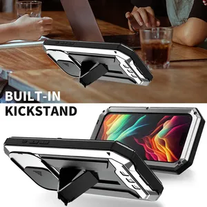 Coque métallique en verre trempé <span class=keywords><strong>pour</strong></span> iPhone 15 14 13 Pro Max Heavy Duty Doom Cover Antichoc avec support de Protection d'objectif de caméra 16 - Product Image 4