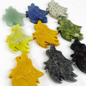 Testa di <span class=keywords><strong>Lupo</strong></span> in Giada Gialla Naturale Lucidata per Decorazione Incisa, Vari Materiali, Prezzo di Fabbrica - Product Image 4