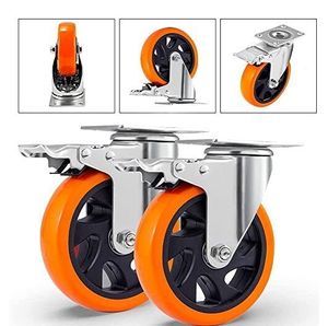 4/5/6/8 Zoll Polyurethan Industrierollen, Schwerlast-Schwenkrollen, rote <span class=keywords><strong>PU</strong></span>-Rollen - Product Image 2