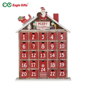 Eaglegits-Árbol de Navidad de 24 días, manualidades de madera, Casa Roja, cuenta atrás, calendario de adviento