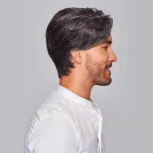 วิกผมสั้นผู้<span class=keywords><strong>ชาย</strong></span>สีดำขาว ทรงหน้าม้าปัดข้าง หนาฟู จากโรงงานโดยตรง สำหรับขายส่งต่างประเทศบน AliExpress รุ่น Silk Dreamy Wonders - Product Image 3