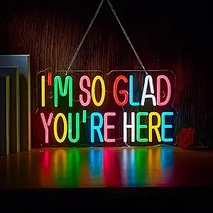 Insegna al Neon 'I'm so Glad You're Here' per Decorazione Murale in Aula, Luce al Neon LED Dimmerabile Alimentata via USB, Insegne Artistiche al Neon - Product Image 2
