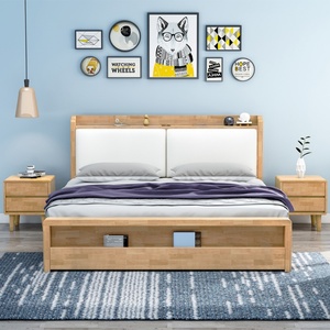 Vente directe d'usine - Meubles de chambre à coucher - Lit king size avec rangement - Cadre de lit en bois avec coussin moelleux - Product Image 1