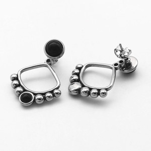 yunnique Women's Ethnic Style Titanium Steel Geometric Moonstone <b>Stud</b> <b>Earrings</b> 316 Stainless Steel Jewelry Gift - Product Image 2
