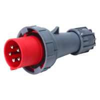 Prise banane électrique industrielle HFE HFN-0352 63A 380V 3P+N+E IP67 avec mise à la terre standard rouge