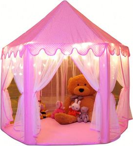 Grande tente de jeu château de princesse pour filles avec lumières étoiles, jouet pour enfants, jeux intérieurs et extérieurs - Product Image 2
