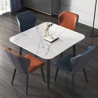 Table à manger carrée moderne en dalle de roche avec 4 chaises, table de réception compacte pour la maison et le bureau