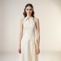 Robe de soirée mi-longue asymétrique plissée en satin haut de gamme, nouvelle collection été, qualité supérieure, personnalisable pour femme