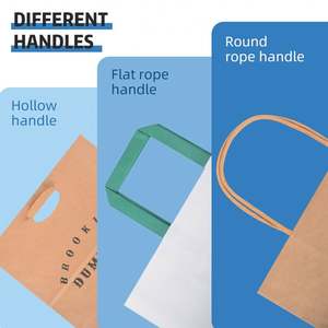 Custom Eco Friendly Kraft Paper Bag Disposable Kraft Paper Takeaway Food <b>Packaging</b> Bag with Handle - Product Image 5