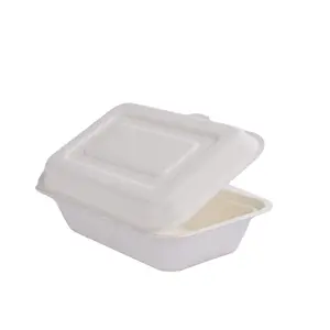 식품 포장 밥 그릇 도매 퇴비 가능한 사각 분해 가능한 일회용 사탕 상자 케이크 상자 코팅 종이 학교 아기 음식 상자