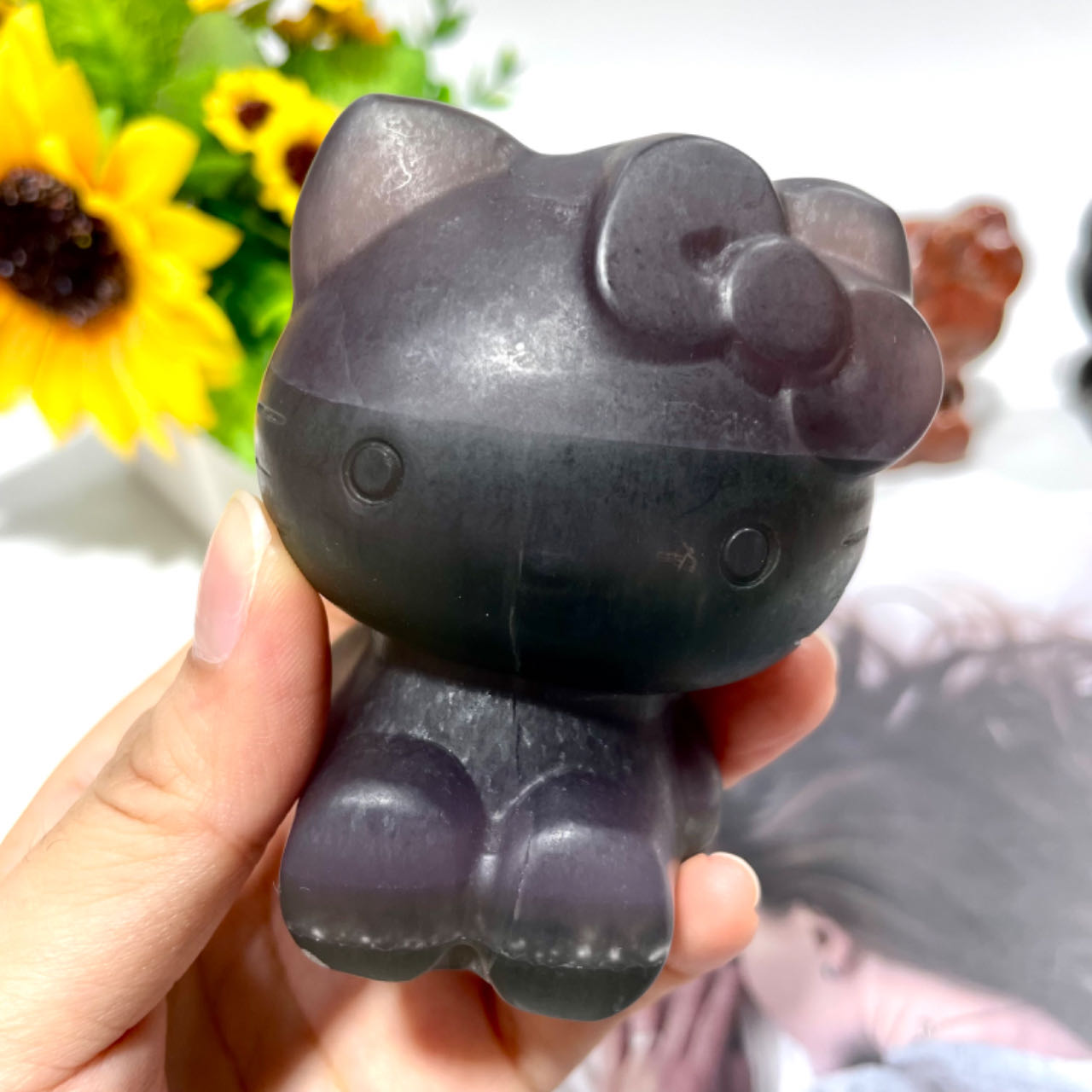 Кристалл Hello Kitty, резьба по кристаллу, Hello Kitty, мини-фигурки для рождественского подарка, HK Kitty для коллекции, 7 см