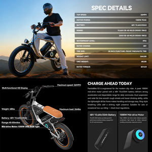 Bicicleta elétrica E3 giữa ổ đĩa ánh sáng 48V 1000W 15.6ah 25Ah 32 km/h 100km de autonomia <span class=keywords><strong>Com</strong></span> pneus largos Para adultos - Product Image 4