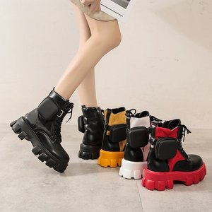 Bottes à lacets pour femmes, nouvelle collection automne-hiver <span class=keywords><strong>2021</strong></span>, à semelle épaisse compensée, grande taille, style 'sponge cake', avec poches - Product Image 2