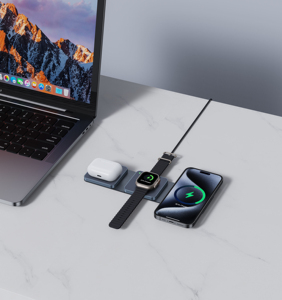 Cargador Inalámbrico Magnético Plegable <span class=keywords><strong>3</strong></span> en 1 Portátil, Soporte para Micrófono, Estación de Carga de Viaje para iPhone y Auriculares - Product Image 5