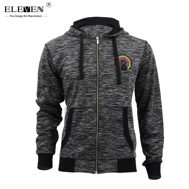 New Arrival Men Clothing streetwear Slub Color Melange zip up Custom hoodies with Kangaroo pocket