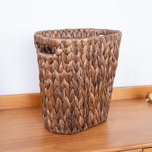 ตะกร้าใส่ขยะสานมือทรงกลมสีน้ำตาลกาแฟ แบบตั้งพื้น ทำจากหวาย สำหรับจัดระเบียบห้องนอนและห้องครัว - Product Image 4