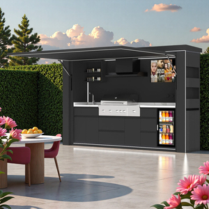 Weatherproof <strong>Free</strong> <strong>Standing</strong> Outdoor BBQ <strong>Kitchen</strong> <strong>Unit</strong> with Drink Bar for Backyard Garden - Product Image 3