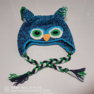 Handmade Unisex Mùa Đông Earflap <span class=keywords><strong>Hat</strong></span> Với <span class=keywords><strong>Owl</strong></span> & Frog Thiết Kế Tùy Chỉnh Crochet Beanie Bím Tóc Cho Du Lịch - Product Image 6