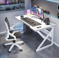 Bureau d'ordinateur en métal, bureau à domicile, bureau d'étude pour étudiants avec tiroir et étagère, table de jeu simple pour e-sport, poste de travail