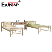 Lit superposé convertible et pliable avec échelle, escalier et rangement, structure en fer pour hôtel, école et usage domestique