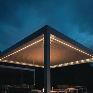 Gazebo de plage en aluminium avec éclairage LED - Structure extérieure durable, imperméable, résistante au vent, anti-UV, écologique, résistante aux rongeurs et à la décomposition - Product Image 5
