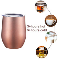 Watersy personnalisé 12oz double paroi en acier inoxydable 304 incassable isolé sous vide en acier inoxydable verre à vin gobelet avec couvercle