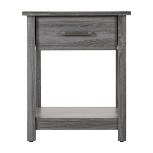 Chic Gray Contemporary Nightstand With <b>Drawer</b> And Shelf <b>For</b> Bedroom <b>Storage</b> - Product Image 3