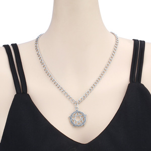 Geometric Stainless Steel <b>Necklace</b> With Pentagram Pendant Unisex Party Jewelry - Product Image 2