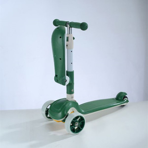 Patinete plegable 2 en 1 con barra de empuje y asiento para niños de 3 a 6 años con altura ajustable y función de asiento. - Product Image 2