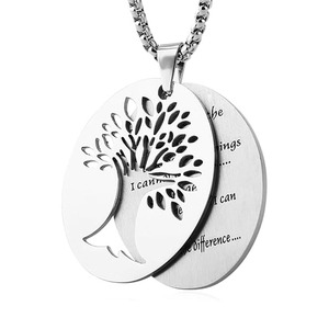 Collar con Colgante <span class=keywords><strong>de</strong></span> Acero Inoxidable <span class=keywords><strong>de</strong></span> Dos Piezas con Oración <span class=keywords><strong>de</strong></span> Serenidad y Árbol <span class=keywords><strong>de</strong></span> <span class=keywords><strong>la</strong></span> <span class=keywords><strong>Vida</strong></span> Recortado - Product Image 3