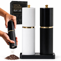 Ensemble moulin à sel et à poivre en bois FLYWOD, broyeur céramique réglable, moulin manuel rechargeable avec support pour cuisine et restaurant
