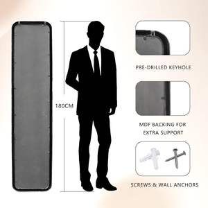 PARISLOFT Espejo de cuerpo entero de 71.2'' x 16.1'' con marco de metal dorado, espejo de pie vintage para decoración del hogar y dormitorio - Product Image 6