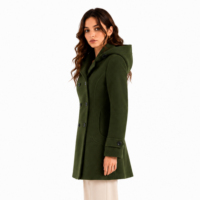 Manteau d'hiver pour femme, style vintage, chaud, en laine, à double boutonnage, avec capuche, sur mesure OEM ODM