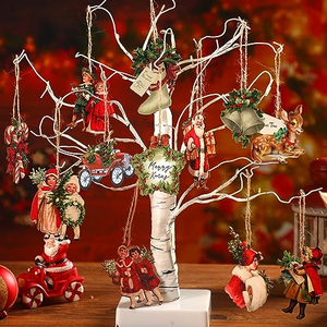 Xmas <b>Tree</b> Decor Hanging Retro Bell Wreath Santa Claus Christmas <b>Tree</b> Baubles Resin Painted Christmas Baubles Ornaments - Product Image 3