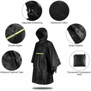Custom <strong>Waterproof</strong> <strong>Poncho</strong> Raincoat Reusable Hooded Rain Coat Lightweight <strong>Poncho</strong> with Reflective Stripe <strong>for</strong> Outdoor Travel - Product Image 2
