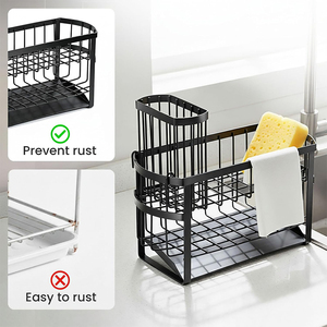Support de Distributeur de Savon et Éponge 2-en-1 Élégant pour Évier, Panier de Rangement à 2 Niveaux en Métal pour Évier de Cuisine - Product Image 4