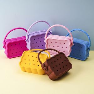 Cute PVC Hole Bag Square Earphones Candy Color Beach <b>Storage</b> DIY Tote Bag with Customized Color & Fashion Design - Product Image 4