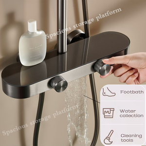 Système de douche pluie de luxe en laiton avec mitigeur bain-douche à poignée unique et design encastré au plafond - Product Image 6