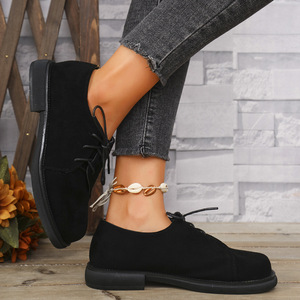 British Style Large Size Lace-up Low-top Shoes for Women Autumn Fashion Leopard Thick Sole Block Heel - Product Image 2