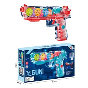 Pistola a vibrazione a commutazione multimodale pistole giocattolo meccaniche con ingranaggi trasparenti realistici con giocattoli con pistola in plastica sonora e leggera - Product Image 6