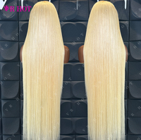 Perruques de cheveux humains sans colle, densité 200%, haute qualité, cheveux vietnamiens, blond 613, lisses, 34-40 pouces, avec dentelle frontale HD transparente 13x4