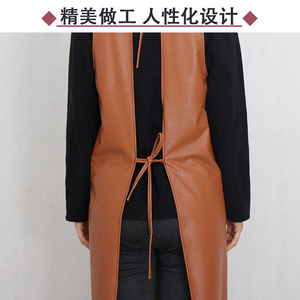 Pu <b>Leather</b> <b>Apron</b> Waterproof Oil Proof Wear Resistant Kitchen Cooking Vest Style For Men Women Adult Solid Color - Product Image 3