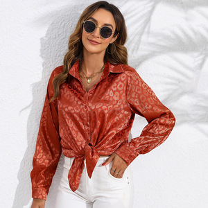 Großhandel Mode Europäische und Amerikanische Einfarbige Damen bluse Plus Size Damen bekleidung Langarm hemden - Product Image 4