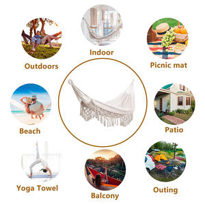 Portatile e pieghevole giardino macramè tela altalena amaca letto in tessuto mobili da esterno con nappe per uso camera da letto - Product Image 5