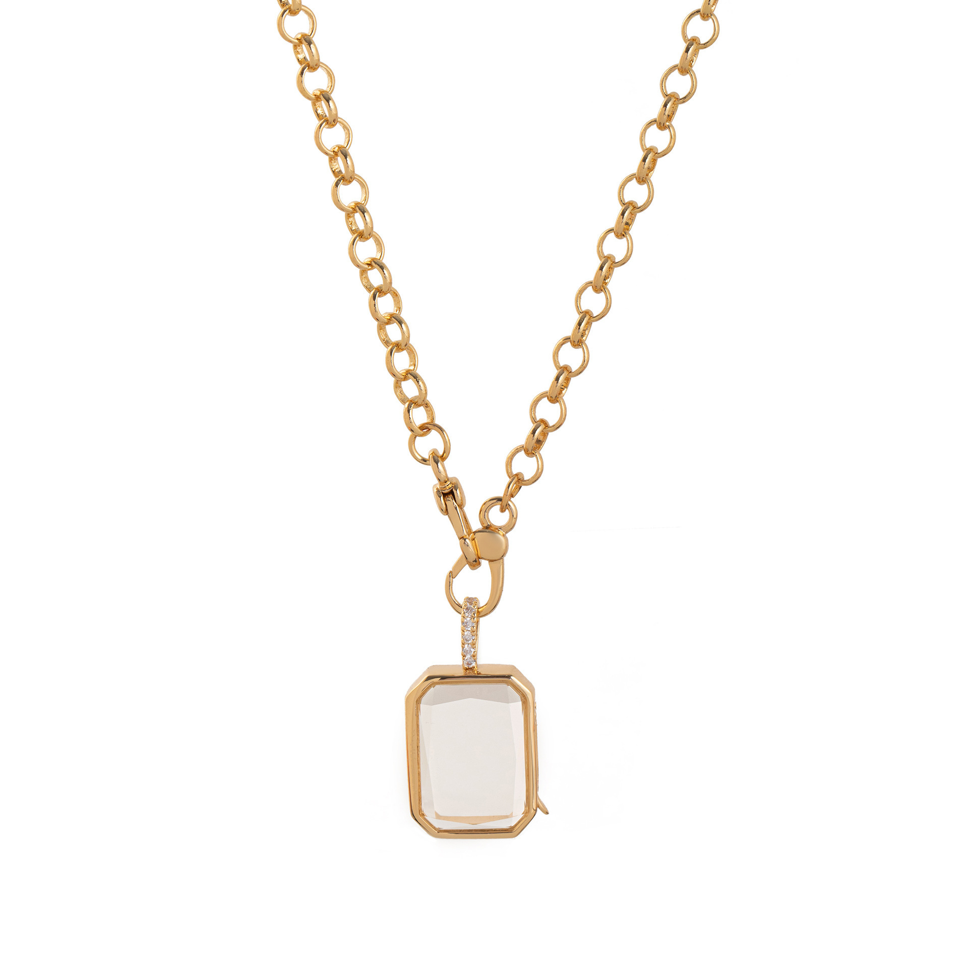Collana con scatola rettangolare trasparente