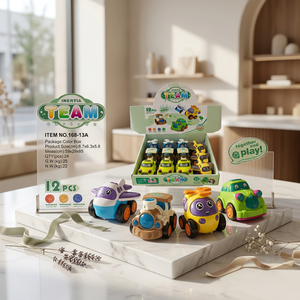 12 Pcs Inertia Cartoon Car <b>Toy</b> Set Mini Plastic <b>Vehicles</b> <b>Friction</b> Powered Toddler Gift Box - Product Image 4