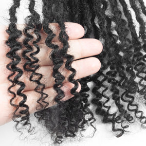 Extensiones de Cabello Humano 100% Natural, Estilo Dreadlock, Precio de Fábrica, Cabello Virgen Crudo, Goddess Locs con Puntas Rizadas - Product Image 3
