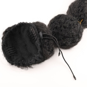 Kinky Afro Puff Extensión de cola de caballo para mujeres negras 18 24 pulgadas Linterna larga Burbuja Cordón Falso Pigtail Pieza de cabello sintético - Product Image 4