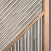 Paravent moderne en verre cannelé avec structure en acier inoxydable, écran de séparation géométrique pour entrée
