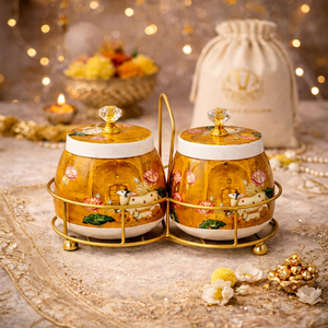 Round metal Food <b>Storage</b> <b>Containers</b> With Floral Design Airtight Lids <b>For</b> <b>Kitchen</b> Use - Product Image 1